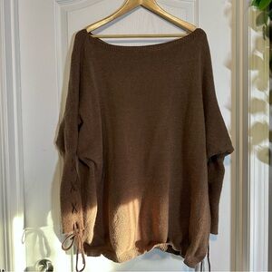 Shein Brown Lace Sleeve Off The Shoulder Long Sleeve Flowy Lounge
Shirt XL